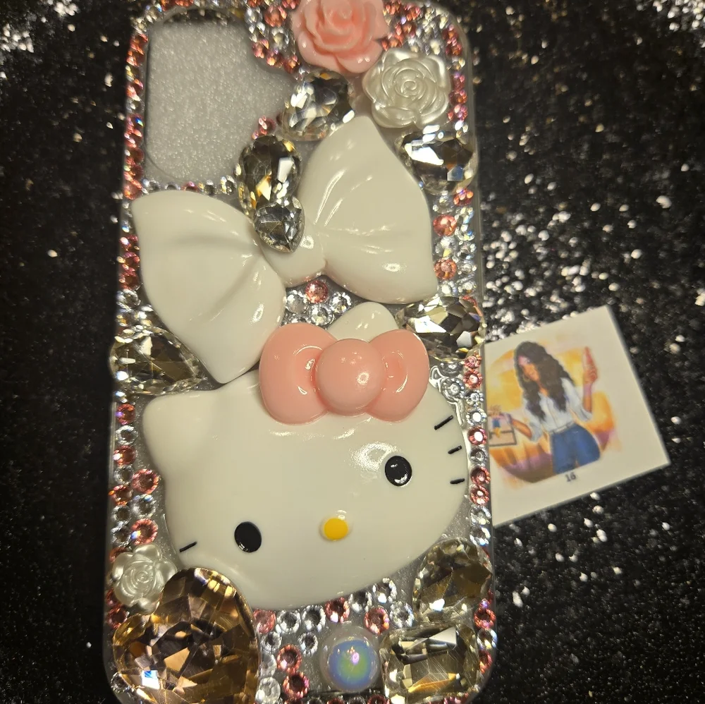 Iphone 16Decorative Phone Case with Cute Character Design - White and Pink